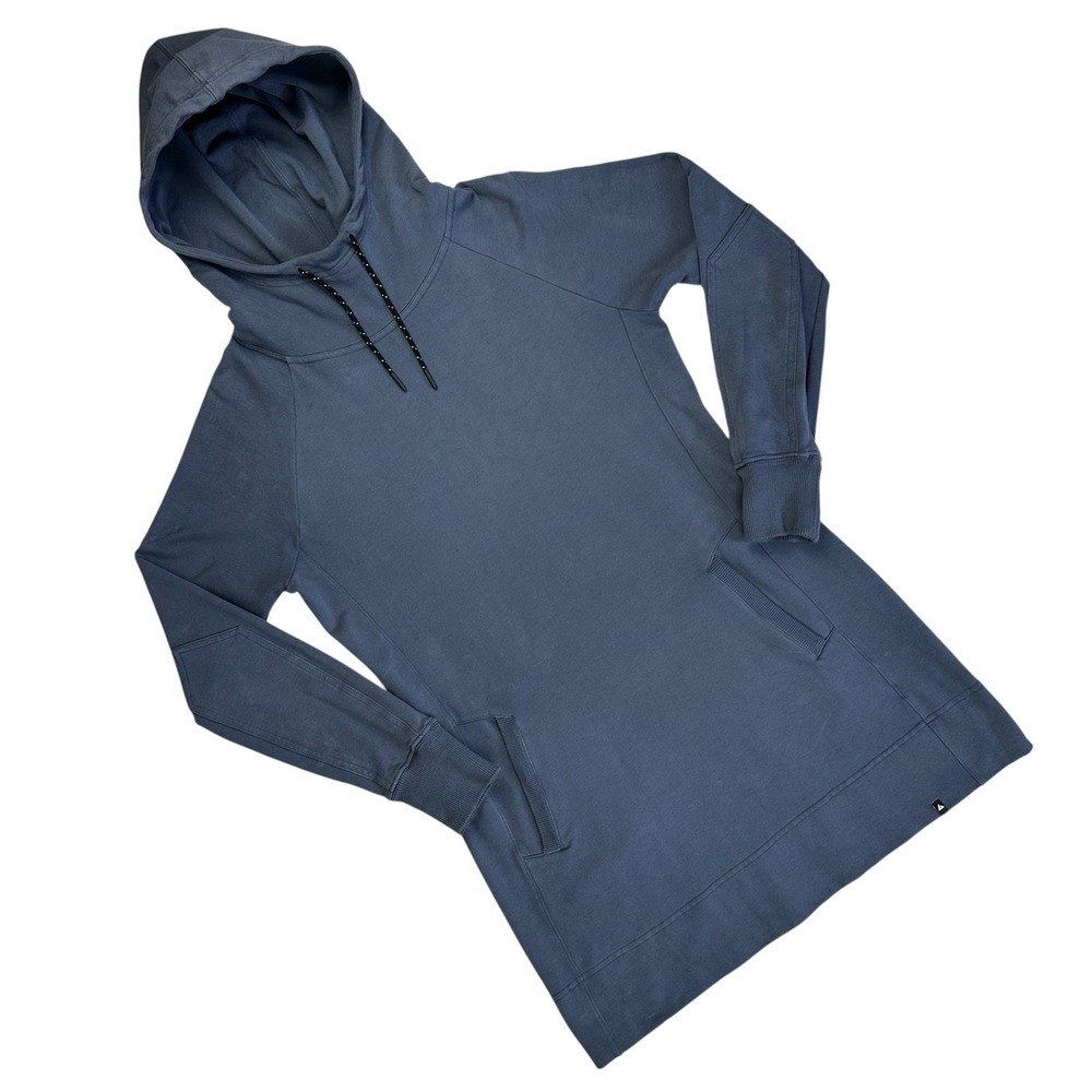 American Giant Hoodie Dress Women Medium Bluish Grey Stretch Comfort Scuba Hood